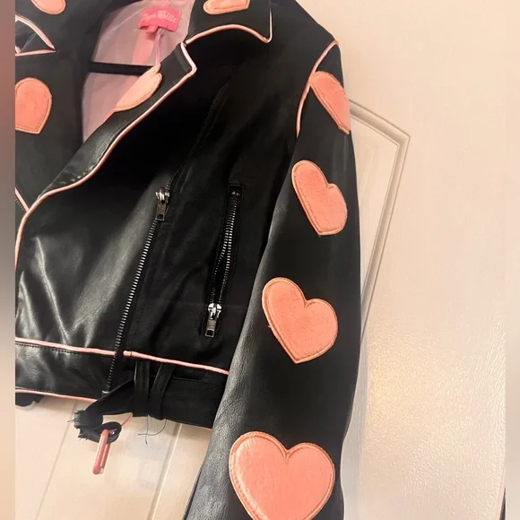 Dolls Kill / Sugar Thrills Black Leather puffy heart jacket- Medium - Picture 2 of 5
